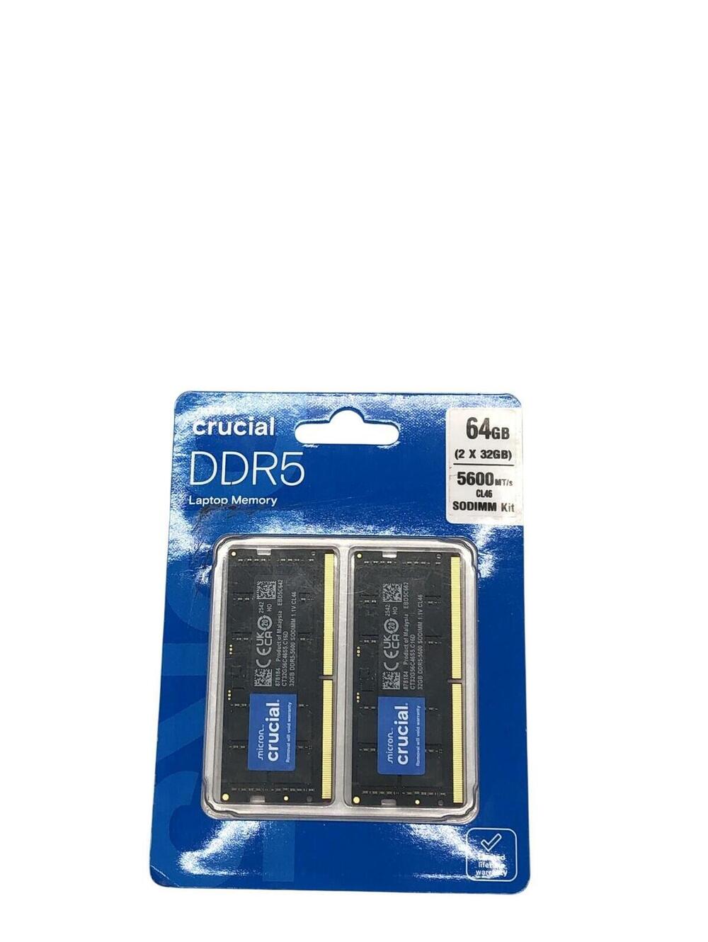 Crucial DDR5 64GB 2x32GB Laptop Memory 5600MT/s CT2K32G56C46S5 SODIMM RAM CL46
